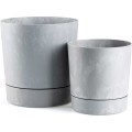 Květináč s podmiskou AZALEA 17,5 cm šedý beton