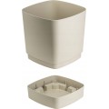 Plastový květináč s podmiskou Cubi 16x16 cm béžový