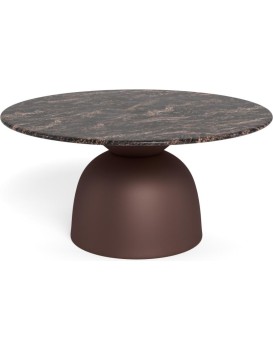 Konferenční stolek Ferrol 80 cm hnědý mat/mramor cocoa lesk
