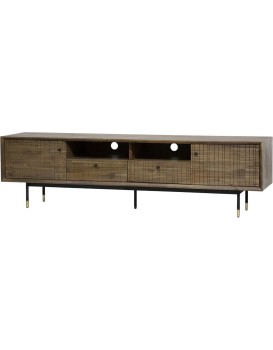 TV stolek Maze 200 cm z masivu hnědý/černý
