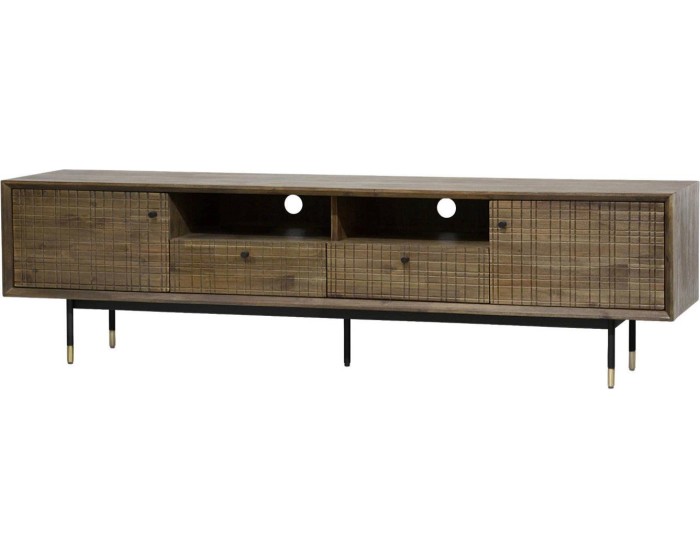 TV stolek Maze 200 cm z masivu hnědý/černý