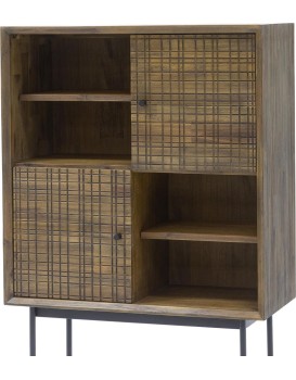 Komoda Maze 85 cm z masivu hnědá/černá