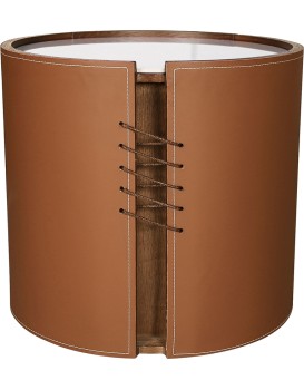 Noční stolek Modig M36 50 cm umělá kůže hnědý/mramor