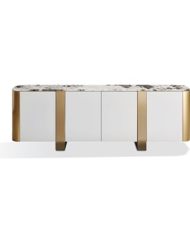 Komoda Stilig ST921 200 cm bílá/zlatá/mramor