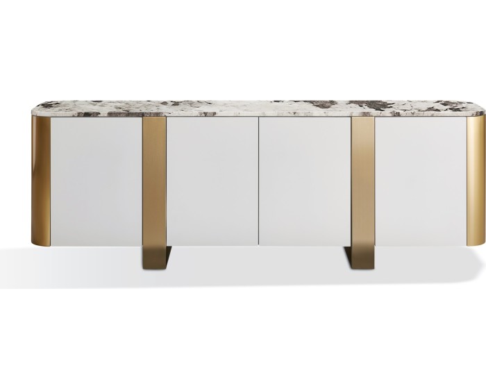 Komoda Stilig ST921 200 cm bílá/zlatá/mramor