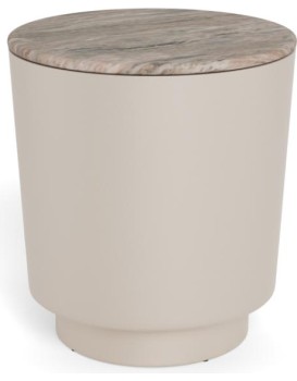 Konferenční stolek Cangas 45 cm béžový mat/hnědý mramor lesk
