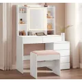 Toaletní stolek s LED osvětlením a taburetem Vasagle Ginny 98 cm bílý