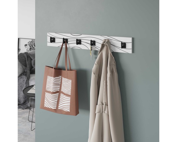 Nástěnný věšák Houseland FLOW 63 cm bílo-černý