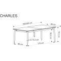 Jídelní rozkládací stůl Charles 180/260 cm šedý mramor/černý