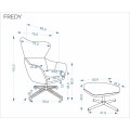 Čalouněné otočné křeslo FREDY s podnožkou šedé