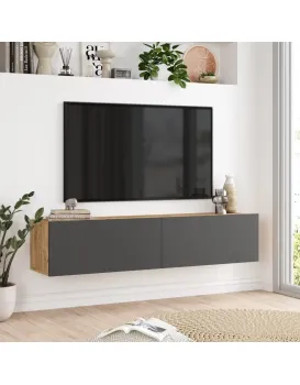 Závěsný televizní stolek Houseland Farfallo borovice Atlantic/antracitově šedý