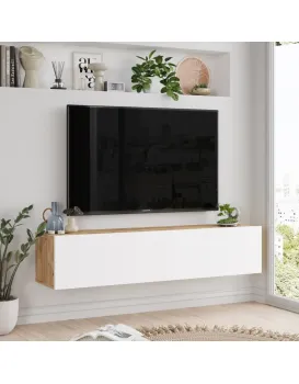 Závěsný televizní stolek Houseland Farfallo borovice Atlantic/bílý