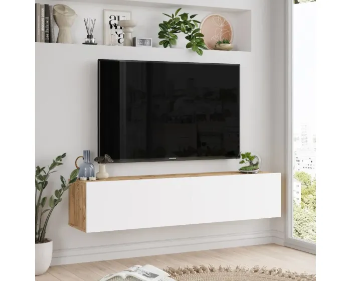 Závěsný televizní stolek Houseland Farfallo borovice Atlantic/bílý