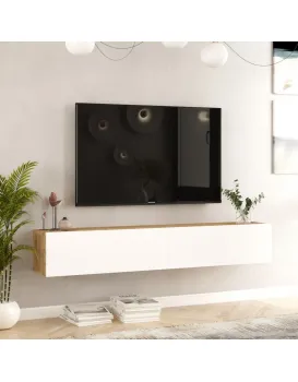 Závěsný televizní stolek Houseland Flipo bílý/borovice Atlantic