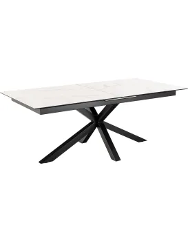 Jídelní rozkládací stůl Heaven 200/240 cm bílý mramor/černý