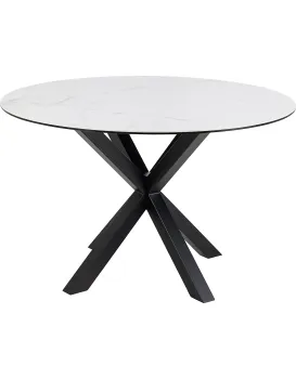 Jídelní kulatý stůl Heaven 120 cm bílý mramor/černý