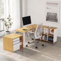 Rohový kancelářský stůl s regálem Houseland Nuvia Home 02 160 cm dub/bílý