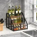 Kuchyňská police Houseland Zita hnědá/černá