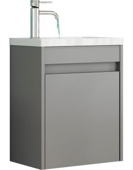 Závěsná skříňka s umyvadlem Houseland Zendi 40 cm šedá