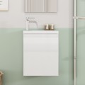 Závěsná skříňka s umyvadlem Houseland Elara 40 cm bílá