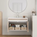 Závěsná skříňka pod umyvadlo Houseland Morvia 80 cm dub/bílá