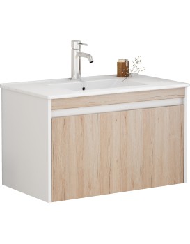 Závěsná skříňka pod umyvadlo Houseland Morvia 80 cm dub/bílá