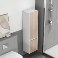 Vysoká závěsná koupelnová skříňka Houseland Nivra dub/bílá