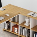 Rohový kancelářský stůl s regálem Houseland Nuvia Home 02 160 cm dub/bílý