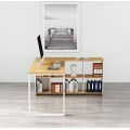 Rohový kancelářský stůl s regálem Houseland Nuvia Home 02 160 cm dub/bílý