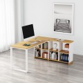 Rohový kancelářský stůl s regálem Houseland Nuvia Home 02 160 cm dub/bílý