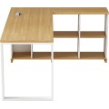 Rohový kancelářský stůl s regálem Houseland Nuvia Home 02 160 cm dub/bílý
