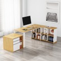 Rohový kancelářský stůl s regálem Houseland Nuvia Home 02 160 cm dub/bílý