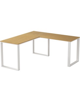 Rohový kancelářský stůl Houseland Nuvia Home 03 160 cm dub/bílý