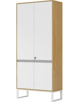 Vysoká kancelářská skříň Houseland Nuvia Loft 90 cm dub/bílá