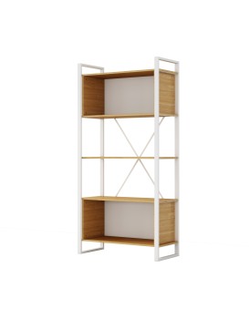 Vysoký kancelářský regál Houseland Nuvia Stack 90 cm dub/bílý