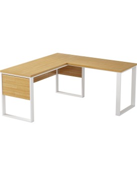 Rohový kancelářský stůl Houseland Nuvia Home 01 160 cm dub/bílý