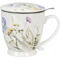Porcelánový hrnek MELODY 510 ml se sítkem bílý/vícebarevný