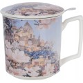 Porcelánový hrnek CITY OF MAGNOLIAS 450 ml se sítkem vícebarevný