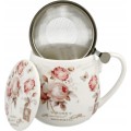 Porcelánový hrnek SECESE 430 ml bílý/růžový