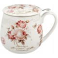 Porcelánový hrnek SECESE 430 ml bílý/růžový