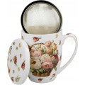 Porcelánový hrnek PIWONIE 350 ml se sítkem vicebarevný