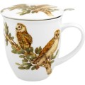 Porcelánový hrnek OWLS 400 ml se sítkem bílý/vícebarevný