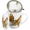 Porcelánový hrnek OWLS 400 ml se sítkem bílý/vícebarevný