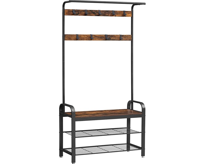Předsíňový věšák s botníkem Vasagle Lena 84 cm hnědý