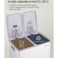 Odpadkový koš s víkem JORDAN 2x30 L bílý II