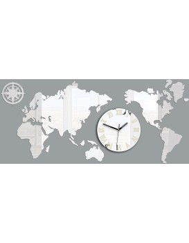 Nástěnné samolepící hodiny Mapas 110x55 cm zrcadlové