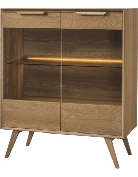 Vitrína Leo 16 II 105 cm s LED osvětlením dub Rustikal karamelový