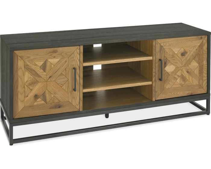 TV stolek Indus 133 cm z masivu dub přírodní/grafit