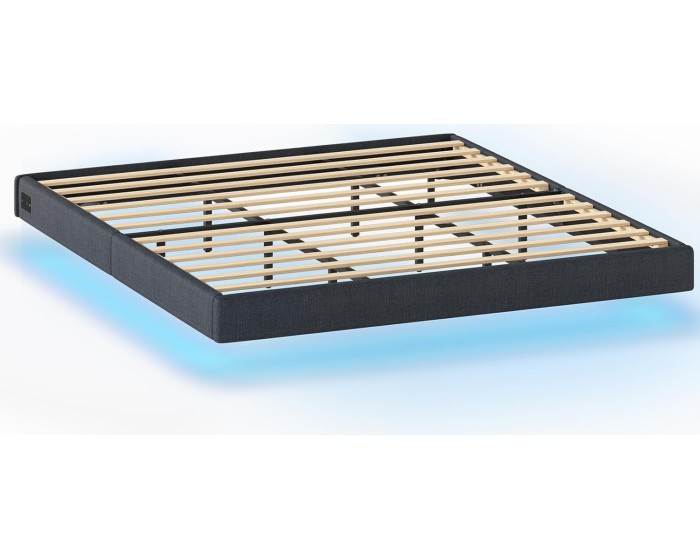 Dvoulůžková postel Timaro 180x200 s nabíjecí stanicí a LED osvětlením šedá