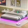 Dvoulůžková postel Timaro 180x200 s nabíjecí stanicí a LED osvětlením šedá
